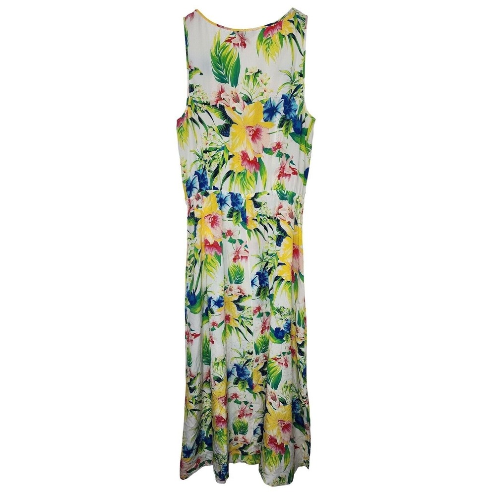 Tommy Bahama Maxi Dress Women's Large Silk Floral Button‎ Up Waist Tie Vacation - Picture 2 of 5